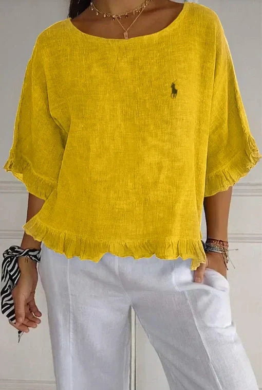 Clearance – RL Women’s Linen Ruffle Blouse