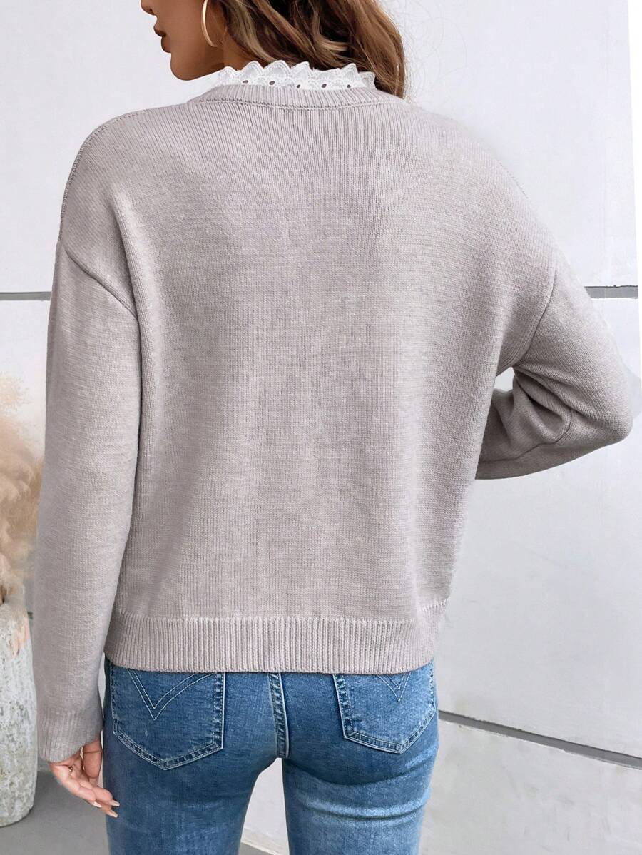 RL Lace V-Neck Sweater