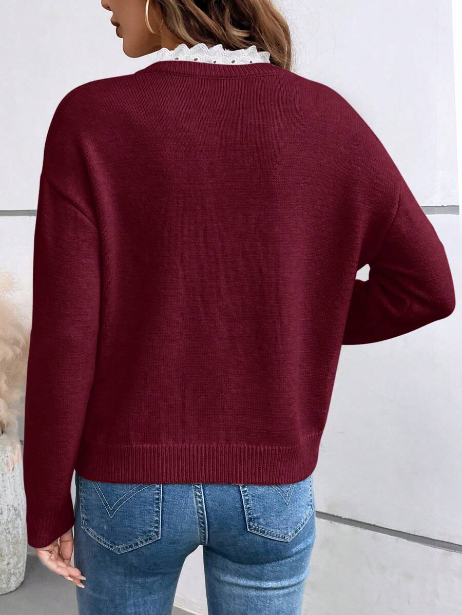 RL Lace V-Neck Sweater