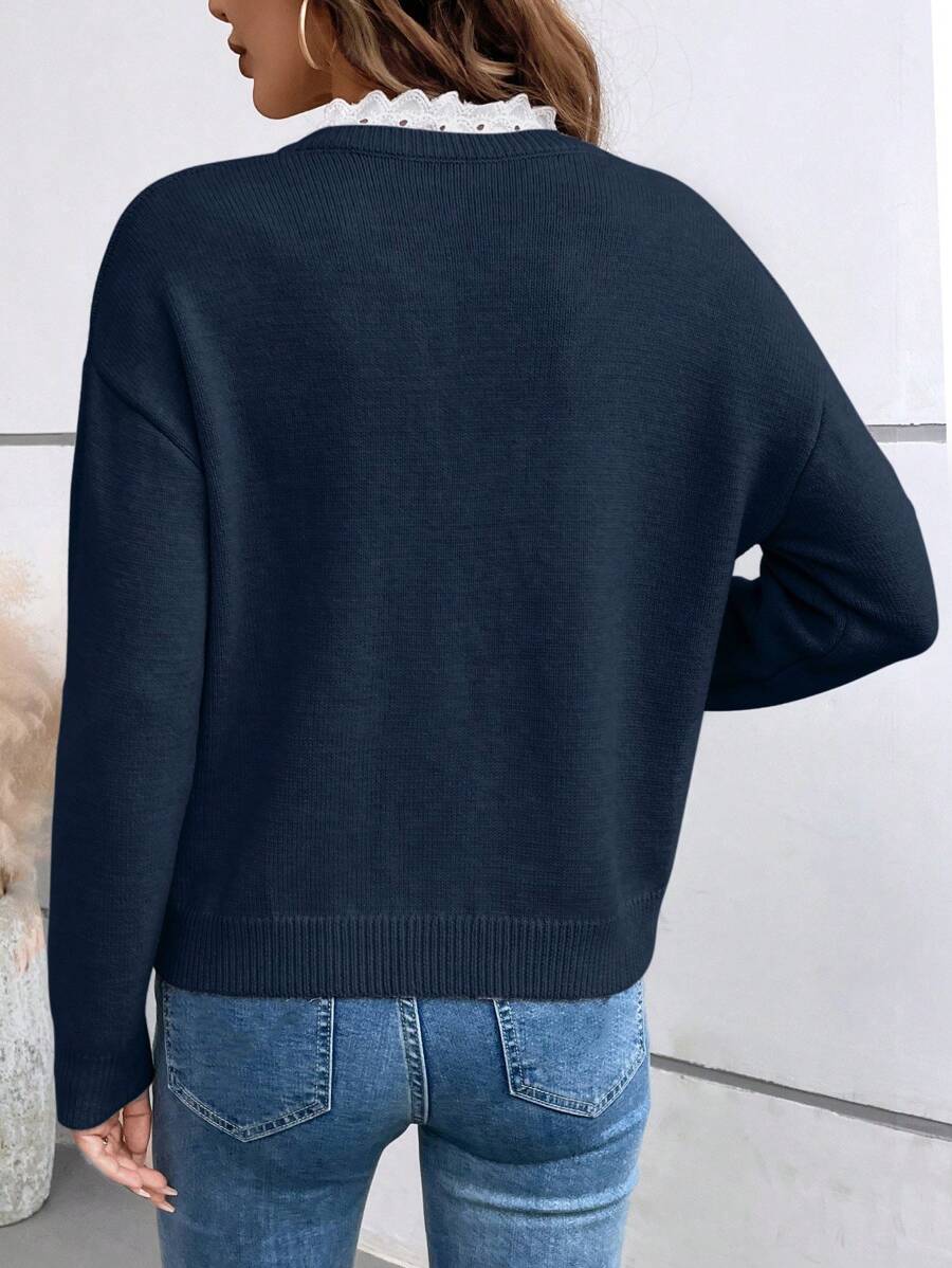 RL Lace V-Neck Sweater