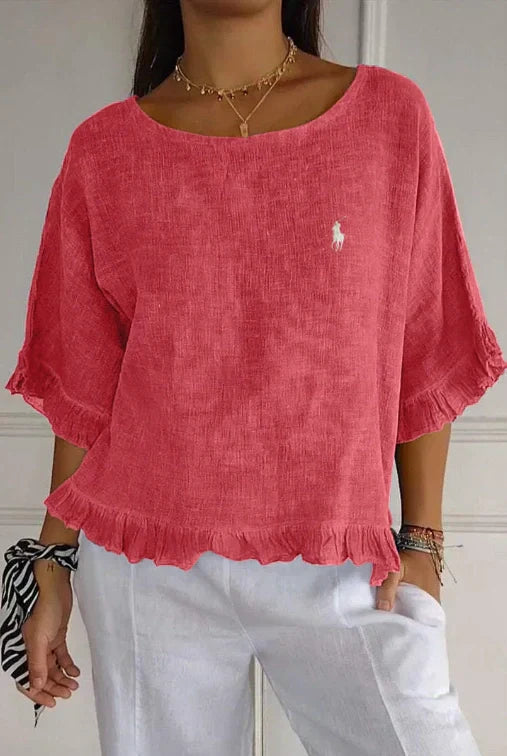 Clearance – RL Women’s Linen Ruffle Blouse