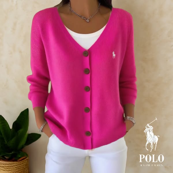 RL Elegant Knitted V-Neck Cardigan