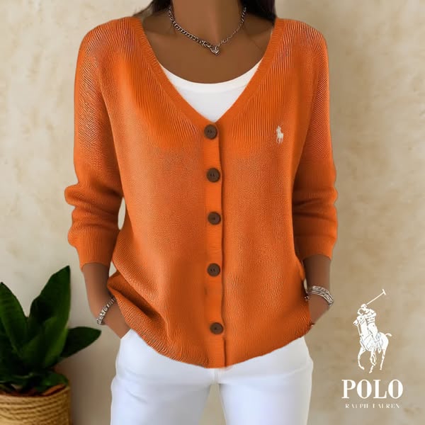 RL Elegant Knitted V-Neck Cardigan