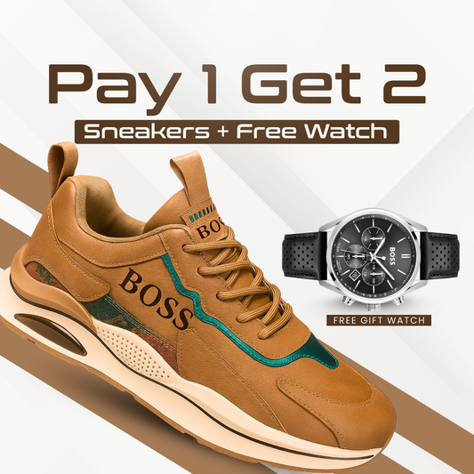BOSS Premium Men’s Essential Sneakers + Free Watch