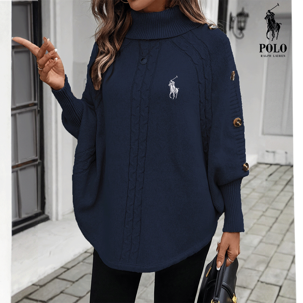 RL Knitted Buttoned Turtleneck Sweater