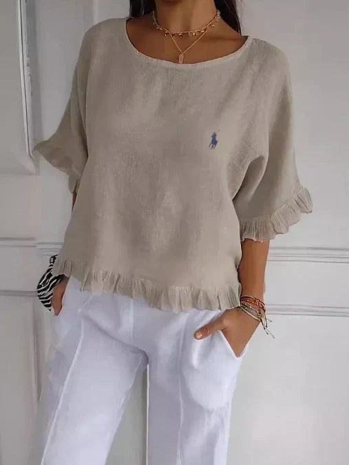Clearance – RL Women’s Linen Ruffle Blouse