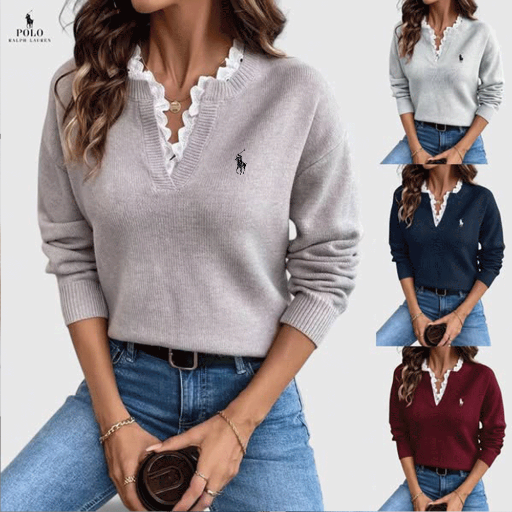 RL Lace V-Neck Sweater
