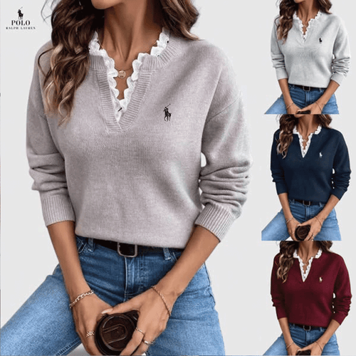 RL Lace V-Neck Sweater