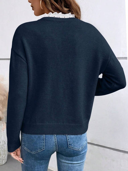 RL Lace V-Neck Sweater