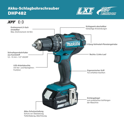 bürstenloser Bohrer 18V 2x3,0Ah MAKPAC 92 Zubehör
