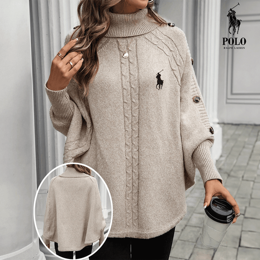 RL Knitted Buttoned Turtleneck Sweater