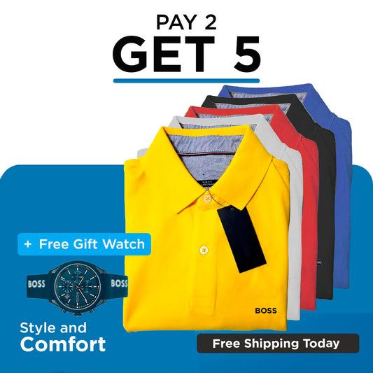 Exclusive BOSS Polo Set [BUY 2, GET 5] + Free Watch Gift